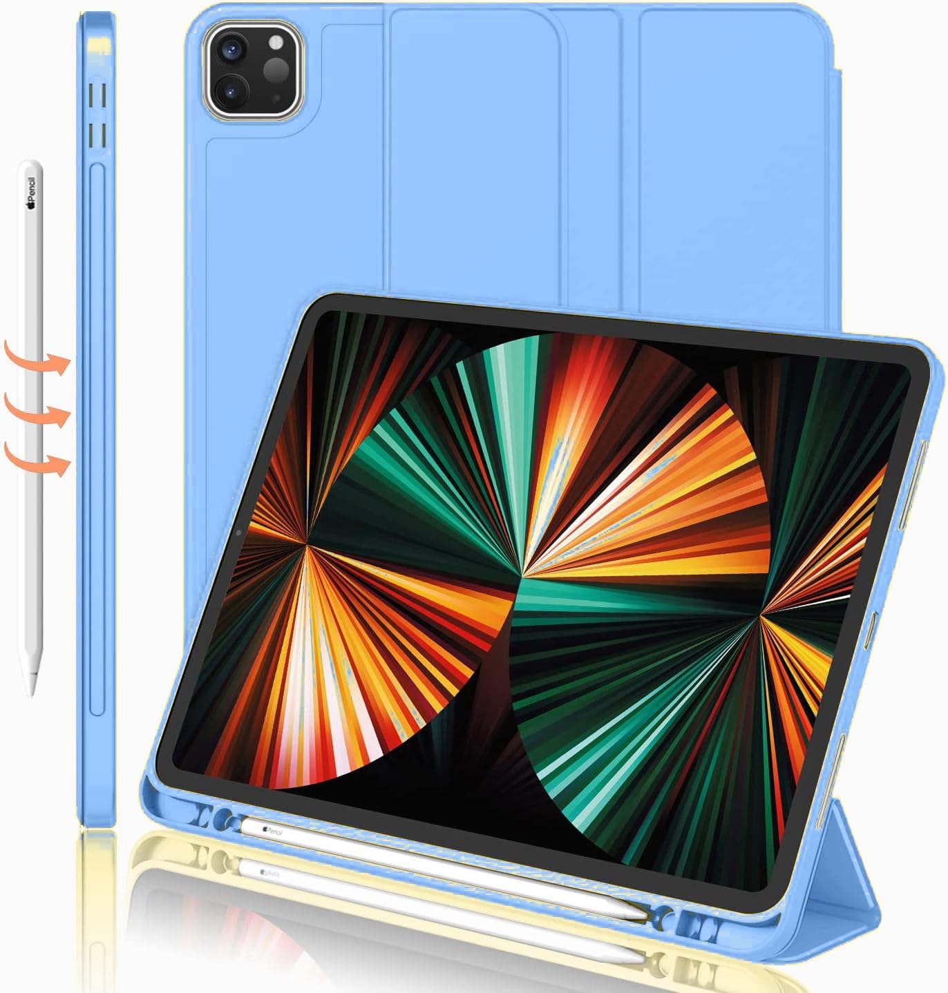 Printme for iPad Air 13 Inch Case M3 (2025), M2 (2024), iPad Pro 12.9 (2022/2021, 6th/5th/4th Gen), Trifold Stand Case, Supports Pencil, Touch ID and Auto Wake/Sleep (Dark Blue)