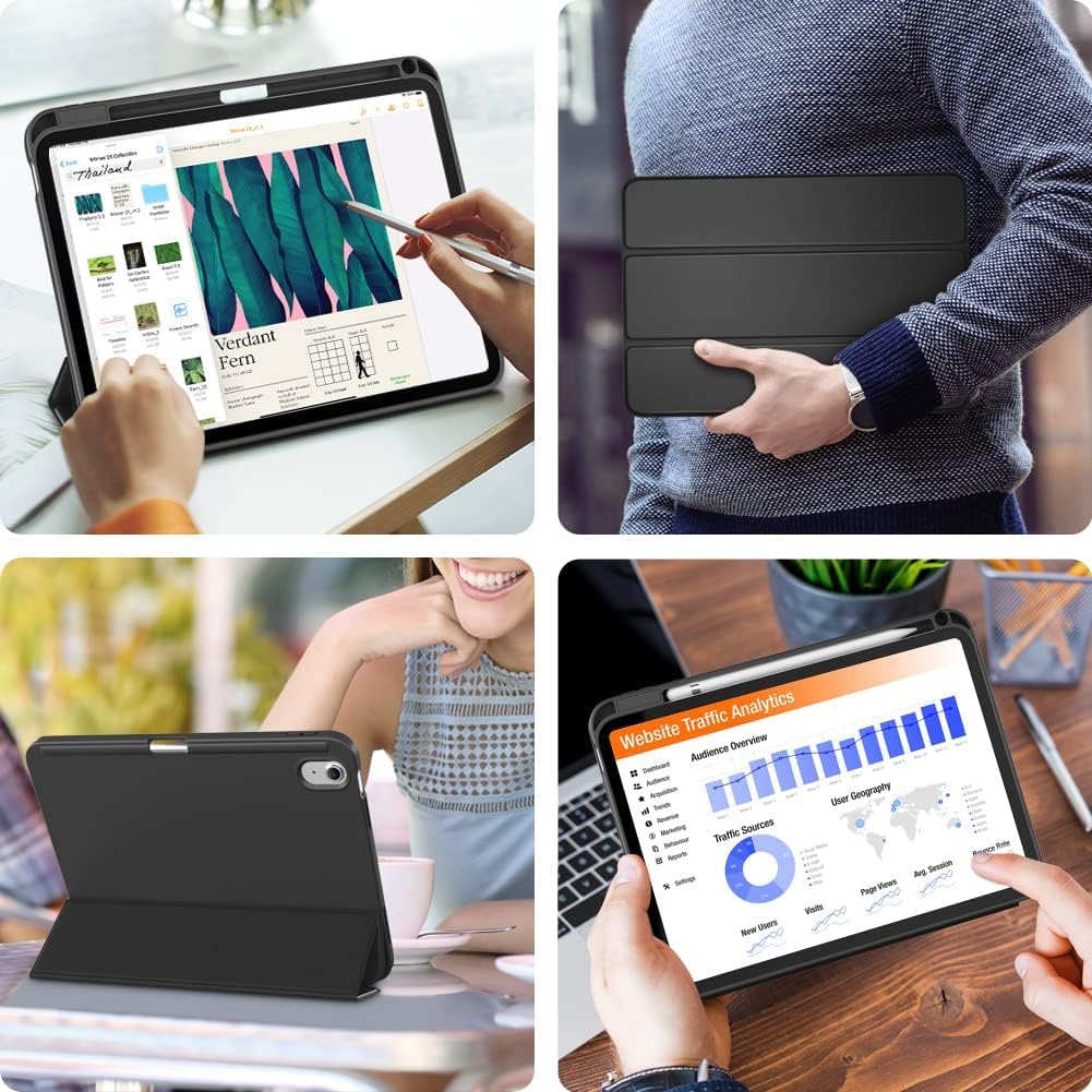 Printme Compatible with iPad (A16) 11th Generation Case 11 Inch 2025, for iPad 10th Generation Case 10.9 Inch 2022 with Pencil Holder, Slim Trifold Stand Protective Cover with Soft TPU Back (Black)