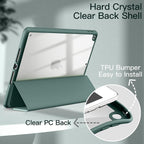 Printme Case for iPad 10.2-Inch (9th/8th/7th Generation, 2021/2020/2019) with Pencil Holder, Clear Transparent Back Shell Slim Stand Shockproof Tablet Cover, Auto Wake/Sleep (Black)
