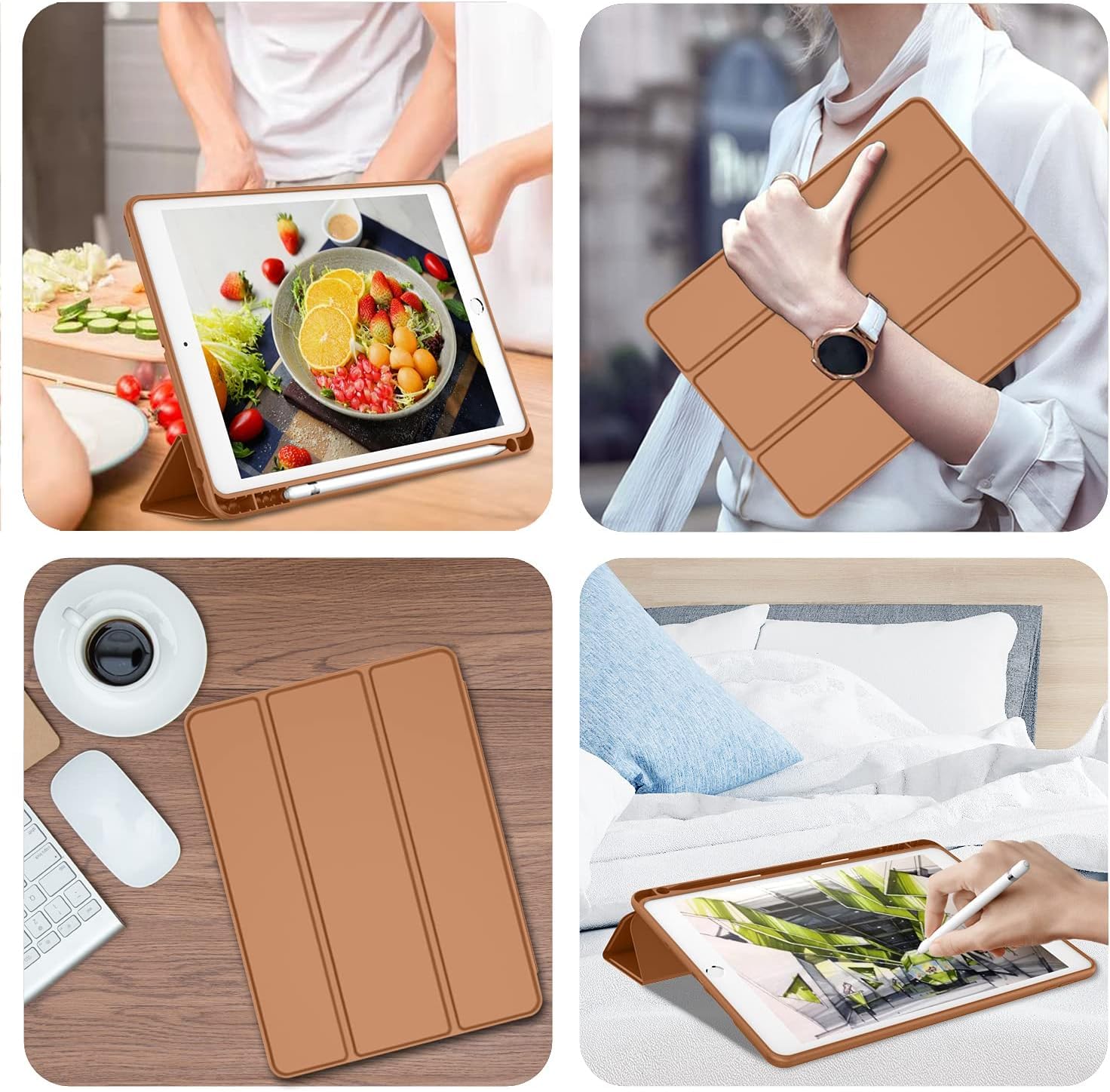 Printme Case for iPad 9th/8th/7th Generation 10.2 inch, Slim Lightweight Trifold Stand Smart Case with Pencil Holder, Auto Sleep/Wake Soft TPU Back Cover for iPad 10.2 2021/2020/2019 (Black)