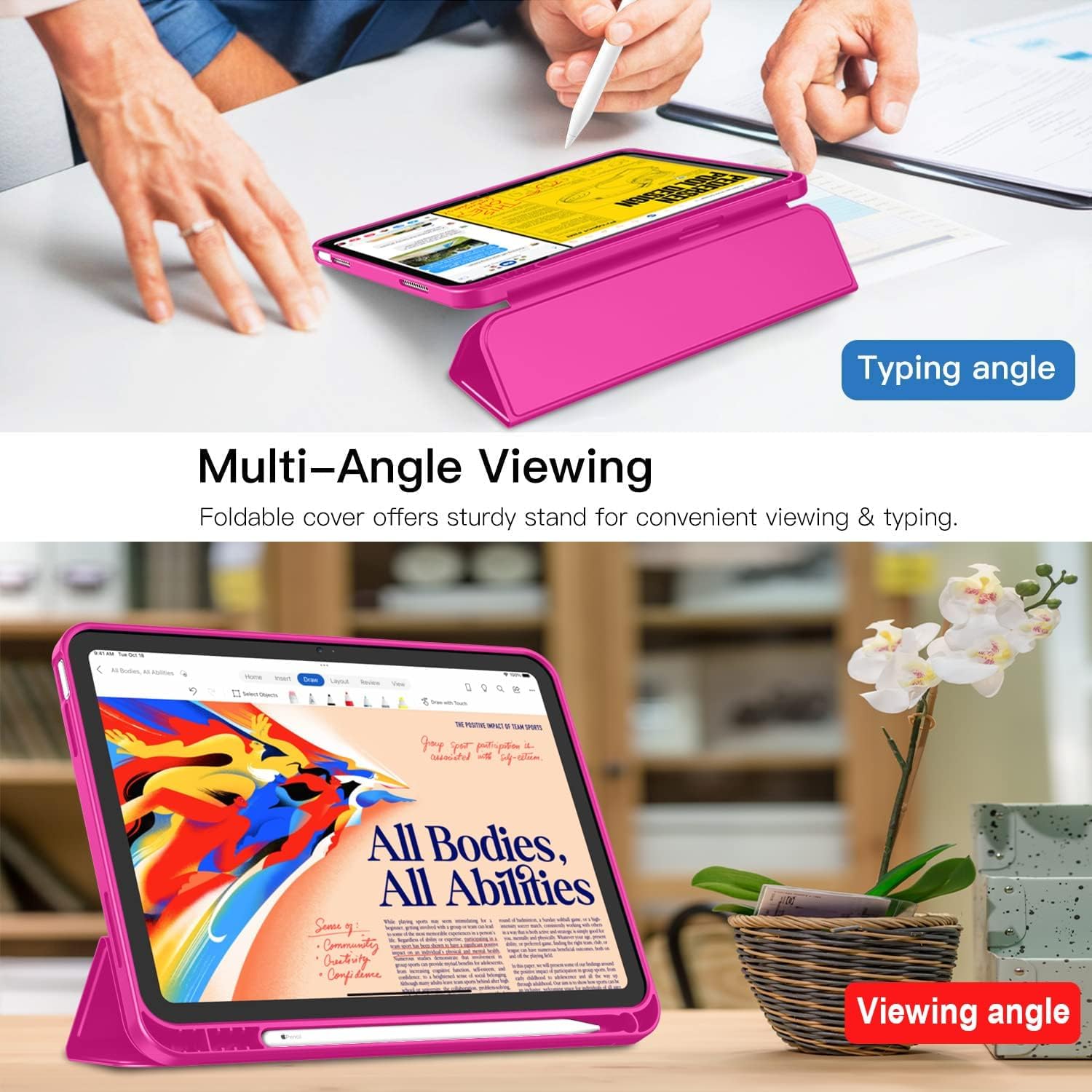 Printme Compatible with iPad (A16) 11th Generation Case 11 Inch 2025, for iPad 10th Generation Case 10.9 Inch 2022 with Pencil Holder, Slim Trifold Stand Protective Cover with Soft TPU Back (Black)