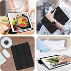 Printme Case for iPad 9th/8th/7th Generation 10.2 inch, Slim Lightweight Trifold Stand Smart Case with Pencil Holder, Auto Sleep/Wake Soft TPU Back Cover for iPad 10.2 2021/2020/2019 (Black)